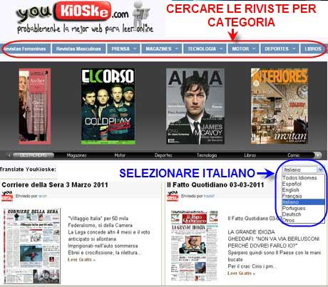 youkioske riviste italiane gratis